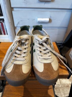 Onitsuka Tiger by Asics Cream, Brown & Green Retro Runner Sneakers
